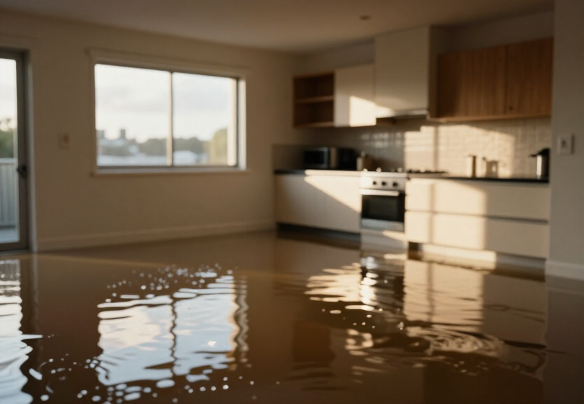 Flooded basement in Kingswood property before drying